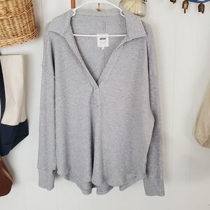 Aerie lumber Jane waffle polo sweatshirt